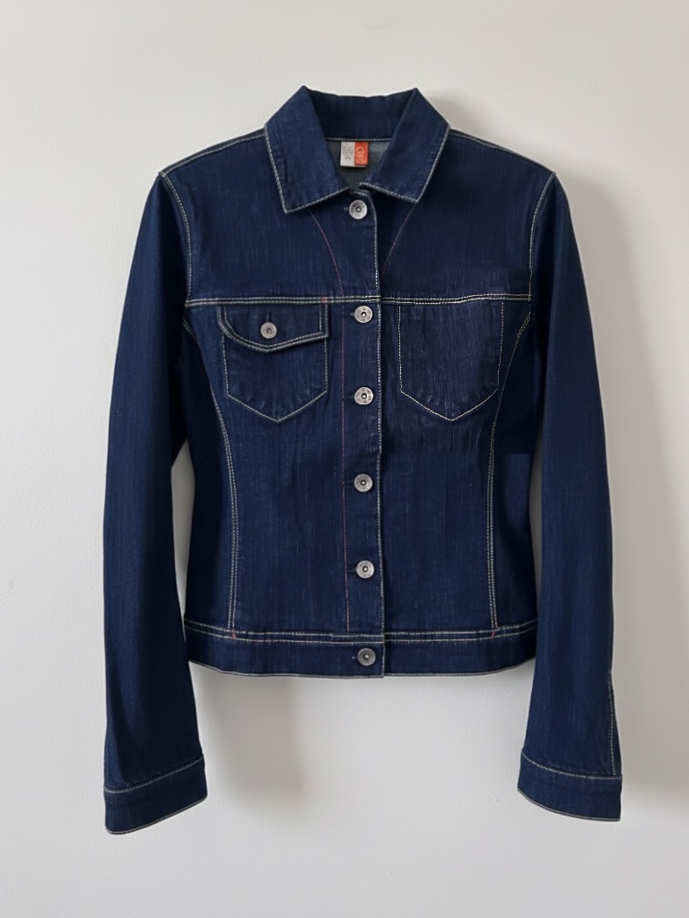 Vintage Y2K Akademiks Dark Wash Denim Jacket Contrast Stitching Medium